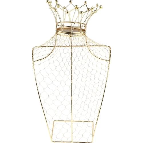 Metal Tabletop Hat /Wig Storage Holder Display Stand Holder (Gold)