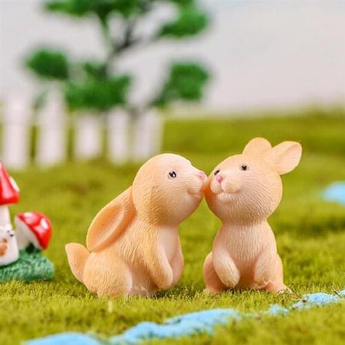 7Pcs/Set Mini Cute Rabbit Figurines Miniatures Fairy Garden Decoration Micro Landscape Ornament