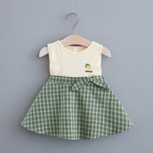 Infant Fashion Dress Kids Toddler Girls 3 Years Princess Clothes Baby Girls Dresses Summer Plaid Sleeveless Wear Clothing