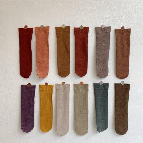 Fashion Solid Harajuku Retro Long Socks Korean Female Lady Loose Long Socks Japanese Style Casual Breathable Cotton Woman Socks