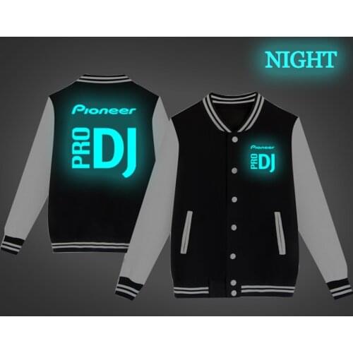 Men Women Luminous Jacket Pioneer Pro Dj Printed Boys Girls Jacket Sportswear Winter Autumn Copule Tops Hip Hop Streetwear