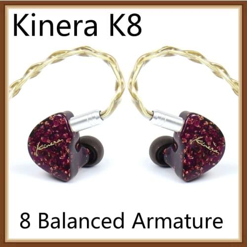 Kinera Odin K8 In Ear Earphones Hifi Music Monitor 8 Unit Balanced Armature 8BA Earphones Ear Hook Noise-Cancellation Earbuds