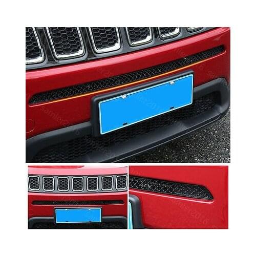Stainless Black Fit For Jeep Compass 2017 Front Bumper Grille Grill Cover Trim