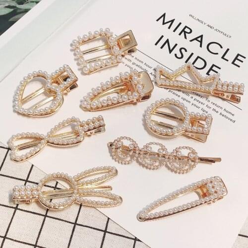 Hair-wear Pearl Rhinestone Hair Clips For Women Bunny Crown Hair-dress For Women