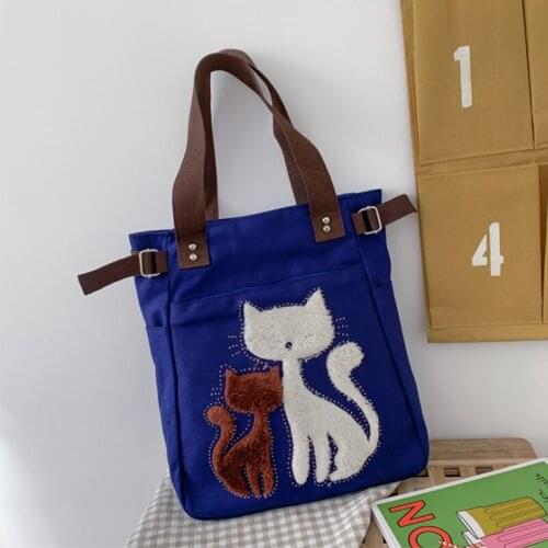 2020 New Canvas Bag Cat Canvas Bag Female Bag Handbag Shoulder Messenger Small Bag Mommy Bag