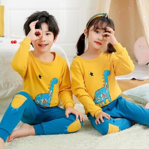 Boy Girls Pyjamas New Winter Cotton Kids Clothes Girls Sleep Sets Long-sleeved Clothes Sets Dinosaur Autumn Kids Pajamas Suits