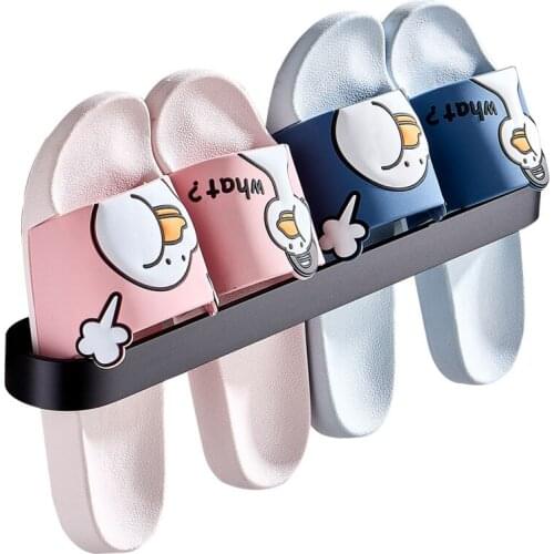 1PC Bathroom Slipper Shelf Rack Aluminum Wall-mounted Punch Free Shoe Storage Rack Toilet Slipper Shelf Door Slipper Rack