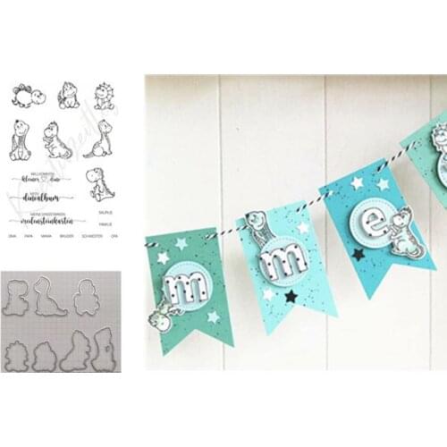 Dinosaur Transparent Clear Stamps and dies for DIY Scrapbooking/Card Making/Kids Christmas Fun Decoration Supplies