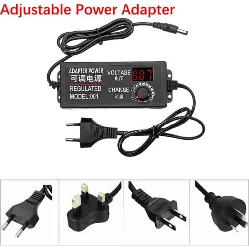 Adjustable AC/DC 3V 4V 12V 24V 9V Power Adapter US/EU/UK/AU Plug Display Screen Speed Control Voltage Regulated Power Supply