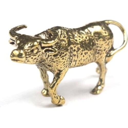 Casting Metal Buffalo Retro Ornaments Gifts 3D Figurine Mini Animal Collect Home Office Room Desktop Decoration Sculpture