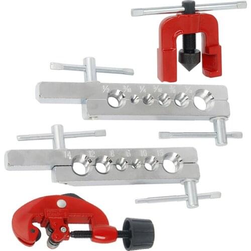 Manual Copper Tube Expander Metric/Inch Flaring Tool Kit 3-28mm Tube Cutter Expansion Mouthparts Refrigeration Tools Set