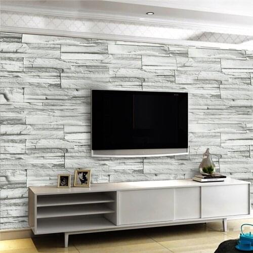 10*0.45m 3D Green Brick Rustic Wallpaper Self Adhesive Wallpaper Home Living Room Decoration Wall Sticker Roll Wear-resistant
