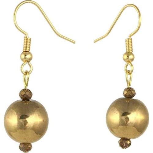 Earring Dangle And Drop 24k Gold Painted Glass Beaded Handmade Woman Fashion Jewelry Made In Turkey