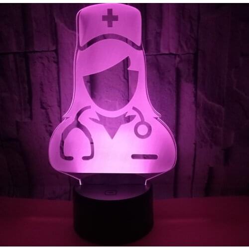 Nurse 3d Small Night Lights Gifts Colorful Touch Switch Remote Nurse Small 3d Light Fixtures Novelty Usb Led Kids Lamp