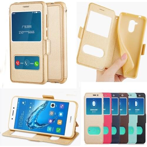 Nova Young Stand Vintage Flip Leather Case & Silicone Back Case For Huawei Y5 Y6 2017 MYA-L11 MYA-L41 Y6 2018 With View Window