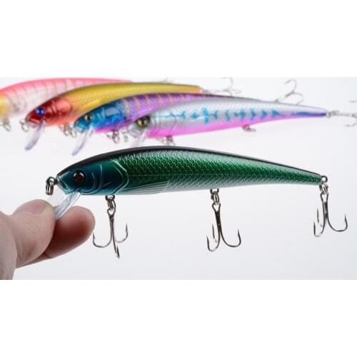 1Pcs/Lot 12.5cm/17g Wobblers Minnow Fishing Baits Suspend Lure For Crankbait Sea Fishing Artificial Hard Isca With 3 Hooks