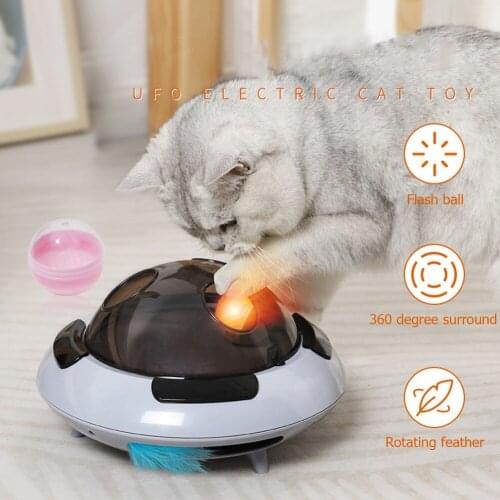 Turntable Swing Toys ABS UFO Shape Puppy Cats Teaser Electric Steering Chasing Catching Training Dolls Pet Supplies
