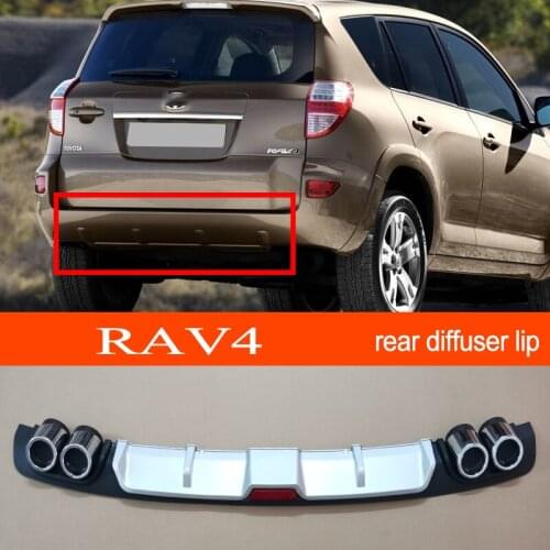 RAV4 09-12 ABS Plastic Silver / Black Car Rear Bumper Rear Diffuser Spoiler Lip for TOYOTA RAV4 2009 2010 2011 2012 Hatchback
