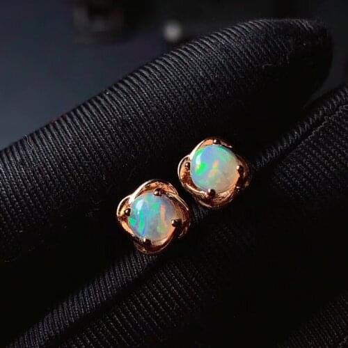 Female Party Jewelry New Best Quality 100% Natural And Real Opal Earring 925 sterling silver Fine jewelry