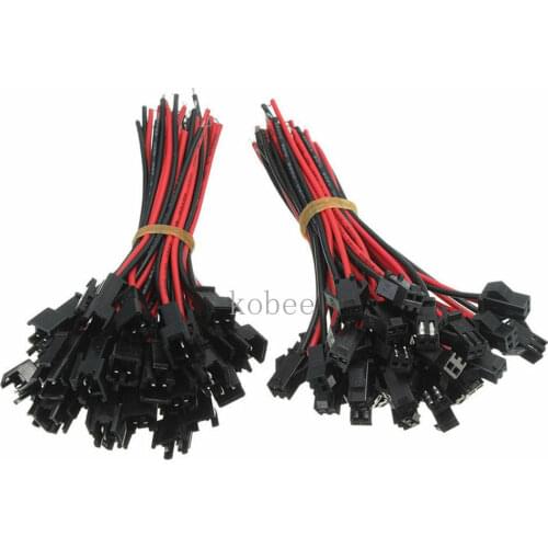 100 pairs /lot 2pin SM JST connector cable for Male to female 10cm length Wire Led Lamp Driver cable LED strip 2 pin Connector