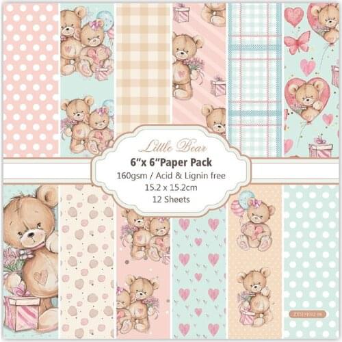 12 Sheets little bear Scrapbooking Pads Paper Origami Art Background Paper Card Making DIY Scrapbook Paper Craft