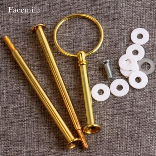 3 Tiers Cake Plate Stand Handle Round Fitting Metal Wedding Party Cake Pan Stand Silver Gold Gift