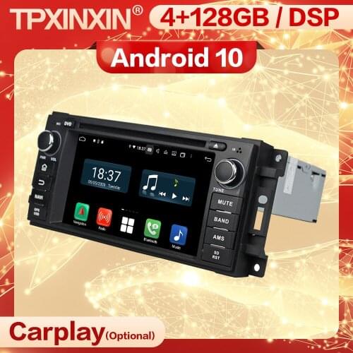 4+128G Carplay 2 Din Android 10 Multimedia Stereo Receiver For Jeep Grand Cherok Compass GPS IPS BT Radio Audio Player Head Unit