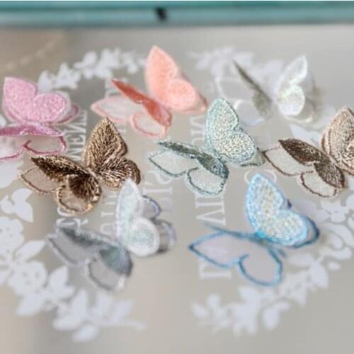 5 Pieces/lot 4.5*3.5cm Beautiful Butterfly Lace Applique 2 Layers Quality Colorful Motif Vivid Lace Applique Patch DIY Craft