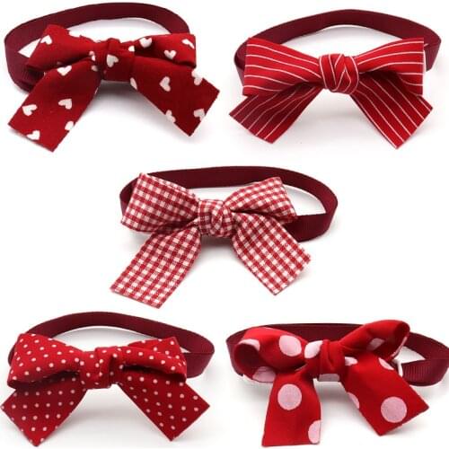 50/100 Pcs Puppy Accessories Valentines Day Puppy Dog Cat Bowties Red Dog Bows Tie Collar Pet Supplies Dog Grooming Bow Ties
