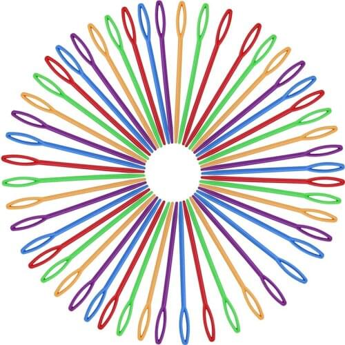 Nonvor 50Pcs Colorful Large Eye 2.75 Inch /3.54Inch Yarn Needles Plastic Weaving Needles Learning Needles for DIY Sewing Craft