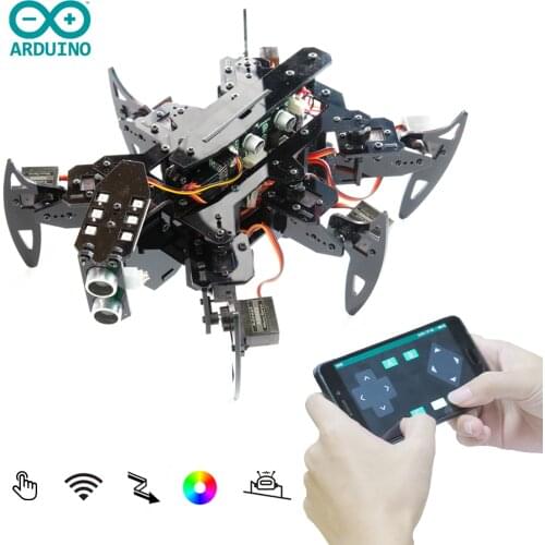 Adeept Hexapod Spider Robot Kit for Arduino with Android APP and Python GUI, Spider Walking Crawling Robot, STEAM Robotics Kit w