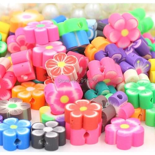 Free Shipping 6mm 24pcs Good Quality Assorted Colors Plum Blossom Polymer Clay Beads Flower
