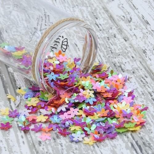 Glitter Color Sequins 10mm Cup Five-fingers Flower Sequins Paillettes Sewing Wedding Craft, Women Garments Accessories 10/20g