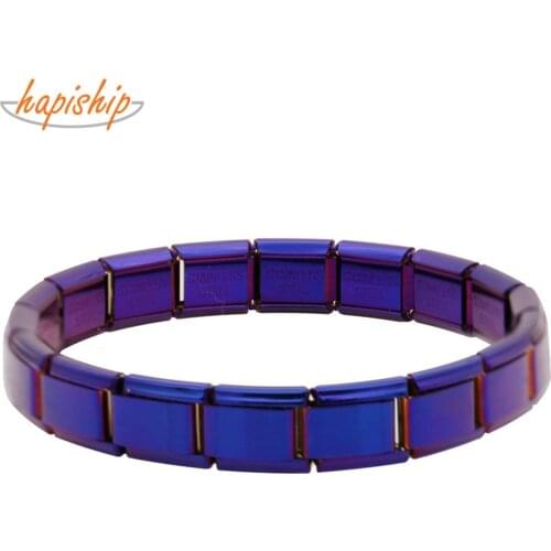 Hapiship 2019 Fashion Women Jewelry 9mm Width Purple Color Stainless Steel Bracelet Bangle Girls Wedding Gift G122