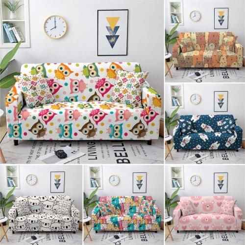 Cartoon Elastic Sofa Cover for Living Room Cute Animal 3D Printed Couch Cover Pets Corner Sofa Cover Sofa Slipcover