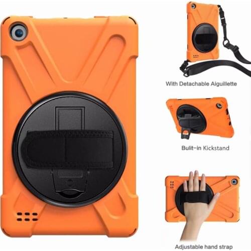 Case for Amazon New Fire 7 2019 tablet 360 Rotating cover Kids Safe Dual Layer Hybrid Shockproof Protective shell +pen