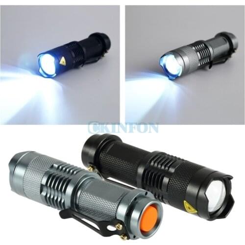 DHL 50PCS Portable Q5 LED Flashlight Torch Adjustable Focus Zoomable Lamp 300LM