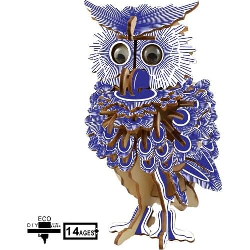 DIY 3D Wooden Puzzle Animal OWL Woodcraft Assembly Kits Education Jigsaw Model Toys for Adults Children with 142Pcs
