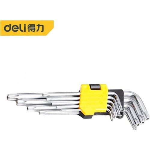 Deli 9PCS Hex Key With Holes Set Hexagon Wrench Kit Star Head Cr-V T10-T50 Allen Socket Torque Spanner Reinforced Hand Tools