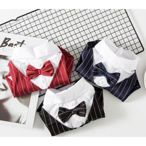Gentleman Dog Bowtie Tuxedo Spring Summer Thin Pet Dog Small Suit Puppy Formal Shirt Home Pets Wedding Dress Up