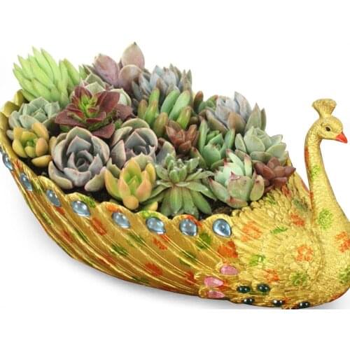 Handmade Peacock Succulent Planter Pot Vintage Cactus Planter Flower Pot Succulent Container Decorative Succulent Planter