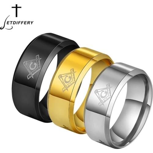 Letdiffery Cool Masonic Rings Stainless Steel Wedding Rings 8mm Men Women Carbon Fiber Rings DropShip Wholesale