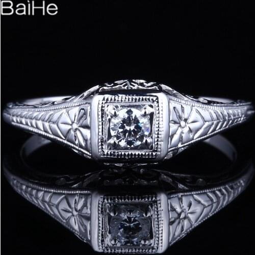 BAIHE Sterling Silver 925 0.21CT Genuine AAA Graded Cubic Zirconia Engagement Women Trendy Fine Jewelry Cubic Zirconia Ring