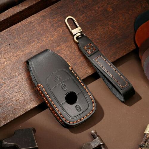 Leather Smart Key Cover Case Holder Fit For Mercedes Benz E Class /S class E200 E260 E300 E320 AMG E200L E300L E320L E400 E43