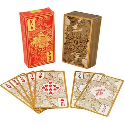 RED/BLACK Plastic PVC Poker Waterproof Transparent Gold Dragon Pattern Playing Cards Creative Gift Poker