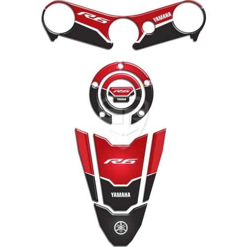 Motorcycle Gas Fuel Oil Tank Pad Plate Fork Protector decoration Sticker Red Black for Yamaha YZF R6 YZF600 2006 - 2016
