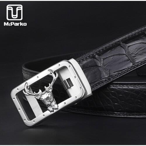 McParko Crocodile Belt Genuine Leather automatic belt Men Elegant Deer Design Business Formal Waist Belt Luxury Suit Pant Srtaps
