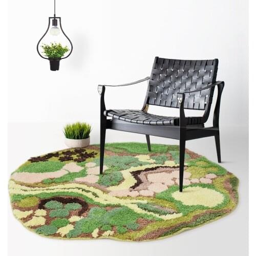Round shaped 3D pattern 2cm thickness polyester floor mat , big size Nordic style living room decoration area rug
