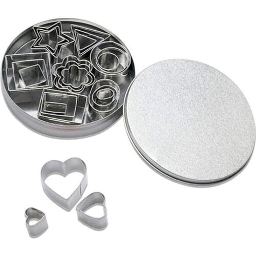 New Cookie Cutter Stainless Steel 24 PCS Cookie Cake Cutters with Box DIY Mini Cookie Cutter with Heart Star e-Shape Elli