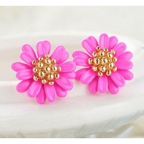New Korean Fashion Plant Flower Stud Earrings For Women Trendy Acrylic Little Daisy Party Classic Earrings Charm Girl Jewelry